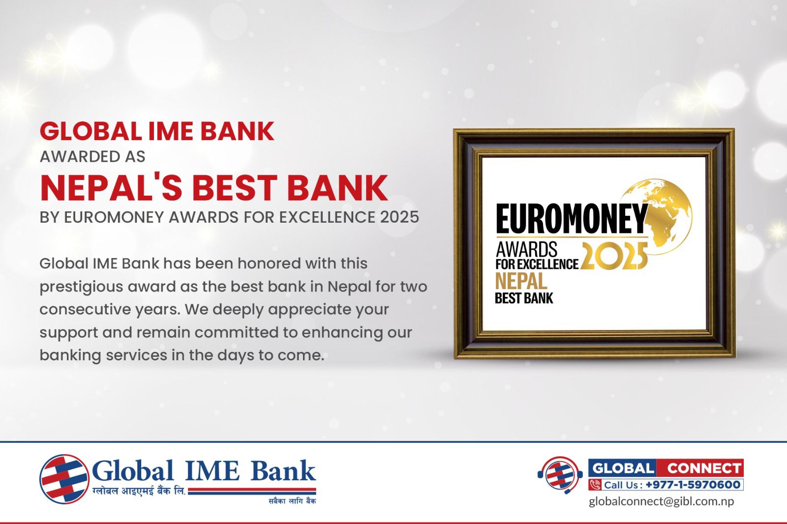 Global IME Bank Honored with ‘Euromoney Award for Excellence 2025’